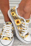 Women's Sunflower Print Slip On Canvas Shoes