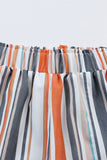 LC731190-19-S, LC731190-19-M, LC731190-19-L, LC731190-19-XL, Stripe Vintage Washed Elastic Frill Waist Casual Shorts