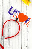 BH042486-22, Multicolor 4th of July Headband USA Heart Shaped Independence Day Party Decorations