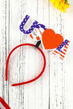 BH042486-22, Multicolor 4th of July Headband USA Heart Shaped Independence Day Party Decorations