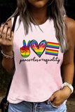 LC2569355-10-S, LC2569355-10-M, LC2569355-10-L, LC2569355-10-XL, LC2569355-10-2XL, Pink Women Rainbow LGBT Peace Love Equality Tank Tops Gay Pride Sleeveless Shirt
