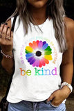 LC2569356-1-S, LC2569356-1-M, LC2569356-1-L, LC2569356-1-XL, LC2569356-1-2XL, White Women's Gay Pride LGBT Tank Top Be Kind Print Casual Sleeveless Summer T Shirts