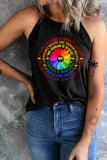 LC2569358-2-S, LC2569358-2-M, LC2569358-2-L, LC2569358-2-XL, LC2569358-2-2XL, Black Women Summer Sunflower Graphic Tank Tops Sleeveless Tee Shirts