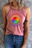 LC2569358-10-S, LC2569358-10-M, LC2569358-10-L, LC2569358-10-XL, LC2569358-10-2XL, Pink Women Summer Sunflower Graphic Tank Tops Sleeveless Tee Shirts