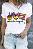 Womens Peace Love Equality T Shirt Short Sleeve Crew Neck Tops