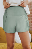 LC731247-9-S, LC731247-9-M, LC731247-9-L, LC731247-9-XL, Green Wide Waistband Active Sports Casual Shorts