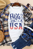 LC25221217-1-S, LC25221217-1-M, LC25221217-1-L, LC25221217-1-XL, LC25221217-1-2XL, White Patriotic Shirts for Women Party In the USA Flag Print Crew Neck Graphic Tee