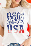Patriotic Shirts for Women Party In the USA Flag Print Crew Neck Graphic Tee