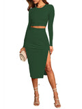 LC6115635-209-S, LC6115635-209-M, LC6115635-209-L, LC6115635-209-XL, Blackish Green dress set