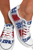 Women's Patriotic Camvas Shoes Distressed Hem Lace Up Sneakers