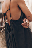 LC6412172-2-S, LC6412172-2-M, LC6412172-2-L, LC6412172-2-XL, Black Frilled Neckline Backless Wide Leg Jumpsuit