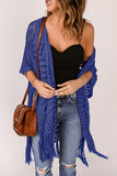 LC2541328-5, Blue Loose Knitwear Kimono with Slits