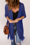 LC2541328-5, Blue Loose Knitwear Kimono with Slits