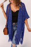 LC2541328-5, Blue Loose Knitwear Kimono with Slits