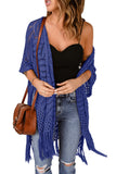 LC2541328-5, Blue Loose Knitwear Kimono with Slits