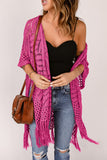 LC2541328-6, Rose Loose Knitwear Kimono with Slits