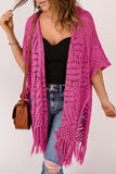 LC2541328-6, Rose Loose Knitwear Kimono with Slits