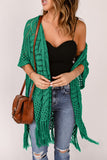 LC2541328-9, Green Loose Knitwear Kimono with Slits