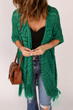 LC2541328-9, Green Loose Knitwear Kimono with Slits