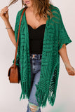 LC2541328-9, Green Loose Knitwear Kimono with Slits