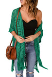 LC2541328-9, Green Loose Knitwear Kimono with Slits