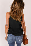 LC2569512-2-S, LC2569512-2-M, LC2569512-2-L, LC2569512-2-XL, LC2569512-2-2XL, Black Women's Scoop Neck Tee Tops Strappy Hollow-out God Bless America Graphic Tank Tops