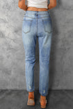 LC7873669-104-S, LC7873669-104-M, LC7873669-104-L, LC7873669-104-XL, LC7873669-104-2XL, Sky Blue Women Pride Rainbow Print High Waist Skinny Ripped Jeans Destroyed Denim Pants