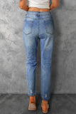 LC7873670-4-S, LC7873670-4-M, LC7873670-4-L, LC7873670-4-XL, LC7873670-4-2XL, Sky Blue Womens Rainbow Jeans Patch Ripped Boyfriend Distressed Denim Pants