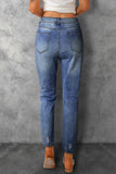 LC7873670-5-S, LC7873670-5-M, LC7873670-5-L, LC7873670-5-XL, LC7873670-5-2XL, Blue Womens Rainbow Jeans Patch Ripped Boyfriend Distressed Denim Pants