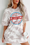 LC25221279-1-S, LC25221279-1-M, LC25221279-1-L, LC25221279-1-XL, White Women's Summer Oversized Tie-dye America Graphic T-shirt Dress Tunic Tee Tops