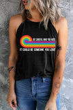 LC2569569-2-XS, LC2569569-2-S, LC2569569-2-M, LC2569569-2-L, LC2569569-2-XL, LC2569569-2-2XL, Black Womens Be Careful Who You Hate It Could Be Someone You Love Rainbow Striped Tank Tops