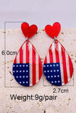 BH012797-22, Multicolor Patriotic Heart American Flag American Dropshape Earrings  Acrylic Earrings