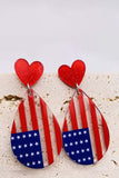 BH012797-22, Multicolor Patriotic Heart American Flag American Dropshape Earrings  Acrylic Earrings