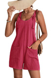LC6412245-6-S, LC6412245-6-M, LC6412245-6-L, LC6412245-6-XL, LC6412245-6-2XL, Rose Adjustable Straps Pocketed Textured Romper