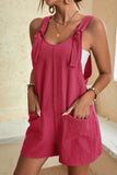 LC6412245-6-S, LC6412245-6-M, LC6412245-6-L, LC6412245-6-XL, LC6412245-6-2XL, Rose Adjustable Straps Pocketed Textured Romper
