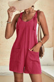 LC6412245-6-S, LC6412245-6-M, LC6412245-6-L, LC6412245-6-XL, LC6412245-6-2XL, Rose Adjustable Straps Pocketed Textured Romper