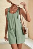 LC6412245-9-S, LC6412245-9-M, LC6412245-9-L, LC6412245-9-XL, LC6412245-9-2XL, Green Adjustable Straps Pocketed Textured Romper