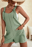 LC6412245-9-S, LC6412245-9-M, LC6412245-9-L, LC6412245-9-XL, LC6412245-9-2XL, Green Adjustable Straps Pocketed Textured Romper