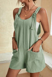 LC6412245-9-S, LC6412245-9-M, LC6412245-9-L, LC6412245-9-XL, LC6412245-9-2XL, Green Adjustable Straps Pocketed Textured Romper