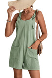 LC6412245-9-S, LC6412245-9-M, LC6412245-9-L, LC6412245-9-XL, LC6412245-9-2XL, Green Adjustable Straps Pocketed Textured Romper