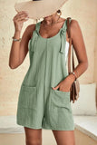 LC6412245-9-S, LC6412245-9-M, LC6412245-9-L, LC6412245-9-XL, LC6412245-9-2XL, Green Adjustable Straps Pocketed Textured Romper