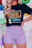 LC25221136-2-S, LC25221136-2-M, LC25221136-2-L, LC25221136-2-XL, Black It Was The Tequila Talking Graphic Short Sleeve T-shirt 