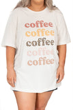 Women's Plus Size Multiple Coffee Letter Print T Shirt Vintage Basic Graphic Tee