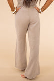 PL771089-16-1X, PL771089-16-2X, PL771089-16-3X, Khaki Textured High Waist Wide Leg Plus Size Pants