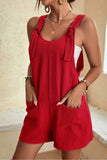LC6412245-3-S, LC6412245-3-M, LC6412245-3-L, LC6412245-3-XL, LC6412245-3-2XL, Adjustable Straps Pocketed Textured Romper