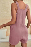 LC6412245-10-S, LC6412245-10-M, LC6412245-10-L, LC6412245-10-XL, LC6412245-10-2XL, Pink Adjustable Straps Pocketed Textured Romper