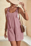 LC6412245-10-S, LC6412245-10-M, LC6412245-10-L, LC6412245-10-XL, LC6412245-10-2XL, Pink Adjustable Straps Pocketed Textured Romper