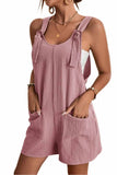 LC6412245-10-S, LC6412245-10-M, LC6412245-10-L, LC6412245-10-XL, LC6412245-10-2XL, Pink Adjustable Straps Pocketed Textured Romper