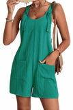 LC6412245-109-S, LC6412245-109-M, LC6412245-109-L, LC6412245-109-XL, LC6412245-109-2XL, Green Adjustable Straps Pocketed Textured Romper
