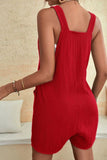 LC6412245-3-S, LC6412245-3-M, LC6412245-3-L, LC6412245-3-XL, LC6412245-3-2XL, Adjustable Straps Pocketed Textured Romper